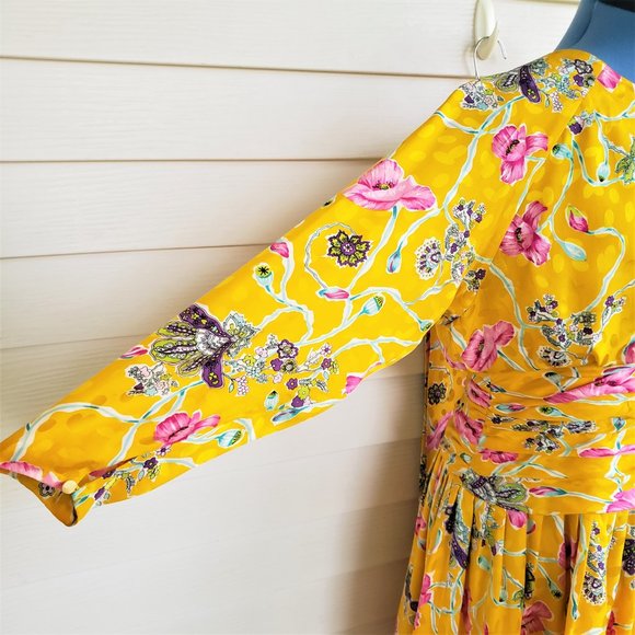 Vintage 80s/90s Luciano Choi 100% Silk Dress with matching scarf - Picture 6 of 15